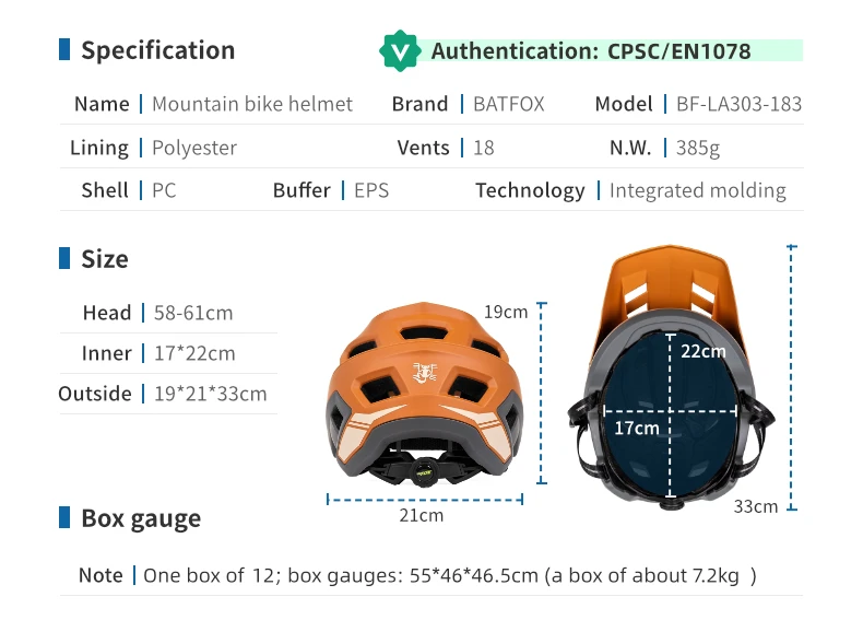 BATFOX Fahrradhelm Speedframe Ultraleichter Fahrradhelm Stoßfester Straßen- und Mountainbike-Schutzhelm Sport Herren Damen MTB Fahrradhelm – Detail 3