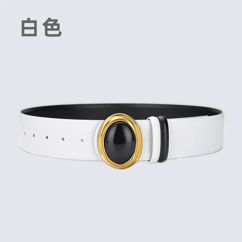 Двусторонний поясной чехол для женщин с кожаным ремнем, инкрустированным драгоценностями, женская отделка, широкий ремень для юбки.