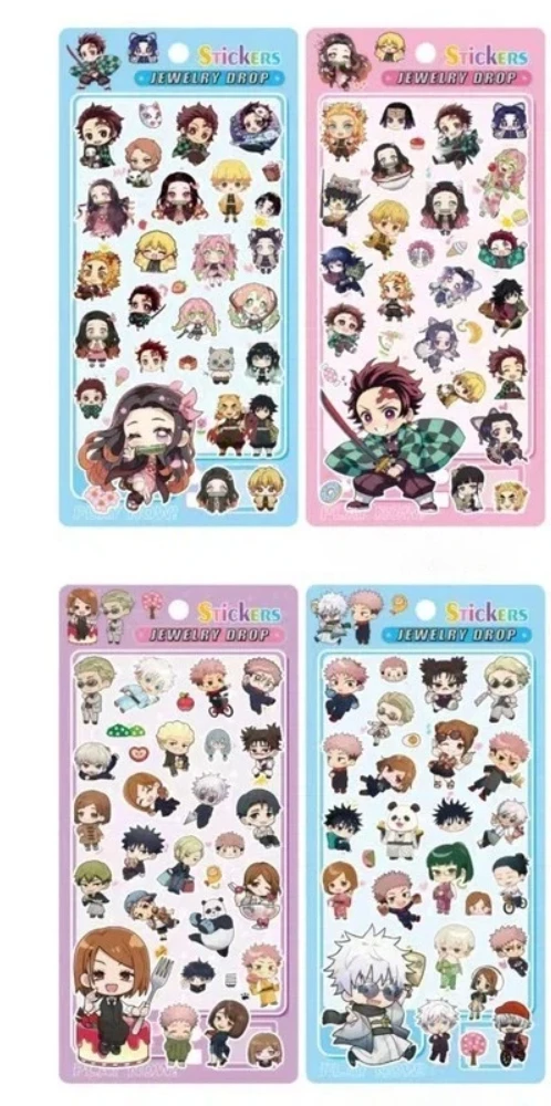 40Pcs Demon Slayer & One Piece 3D Embossed Crystal Stickers, Jujutsu Kaisen Solid Decals, DIY Decorative Stickers for Journal,