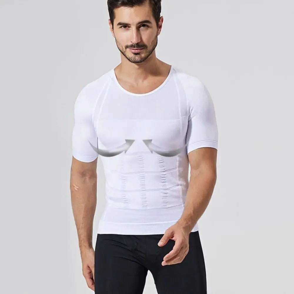 

Fashion Belly Contracting Body Shaper Men Tummy Control Thin Men's Underwear Lingerie Undershirts Waist Trainer Top M