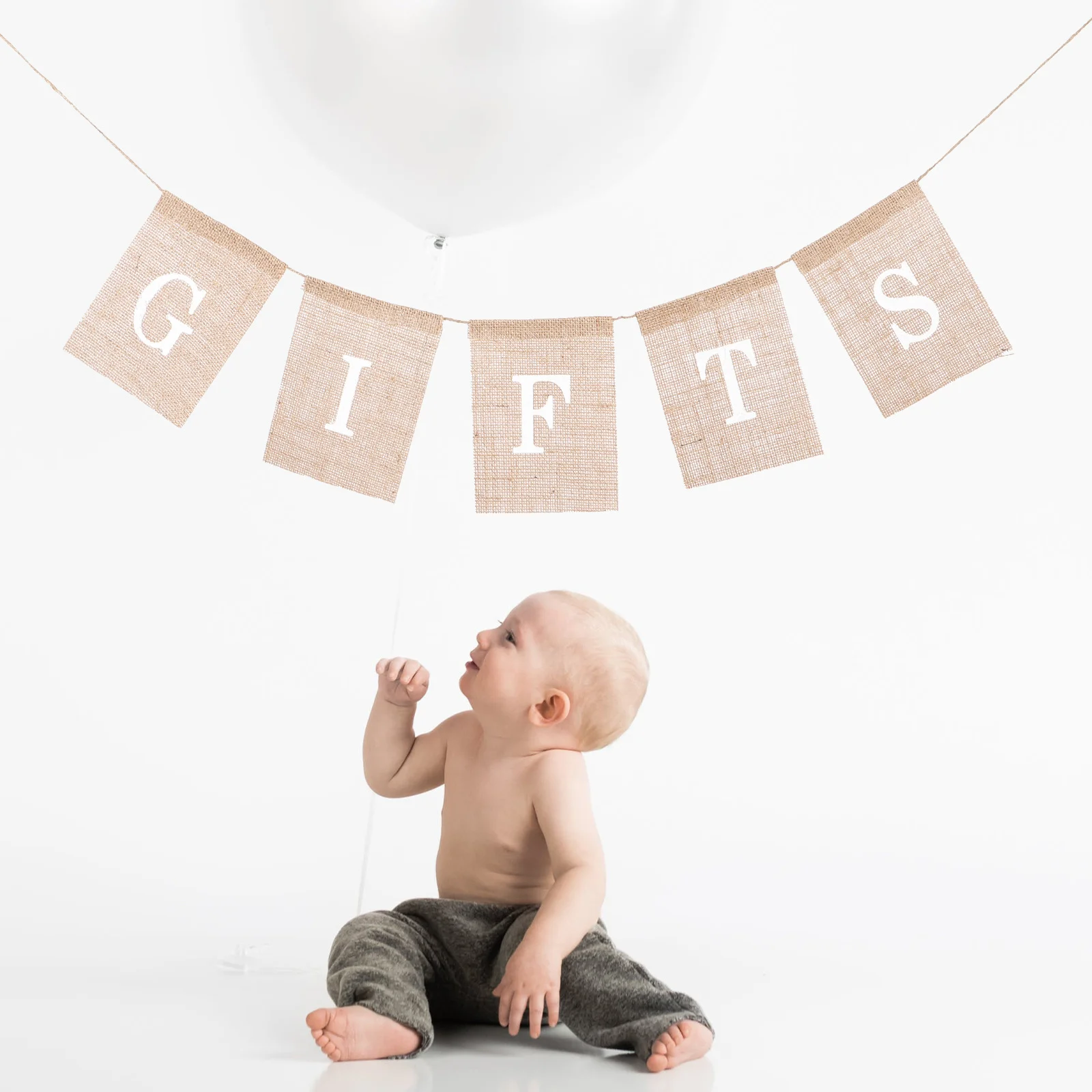 

Hanging Banner Party Decoration Burlap Material Reusable Festival Flag Birthday Wedding Ornament Festive Decor