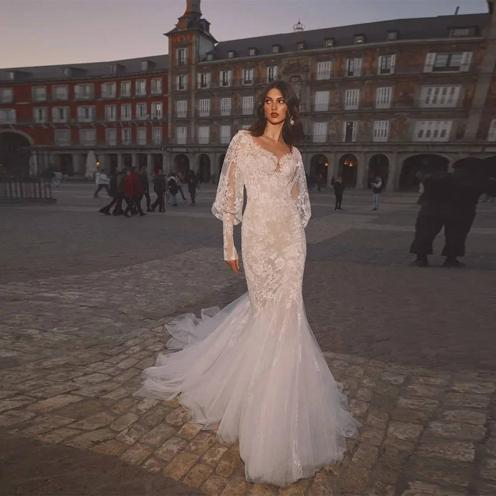 Customized Graceful Mermaid  Netting Wedding Dresses Sweetheart Applique Marriage For Women Appliques Vestidos De Novia 2025