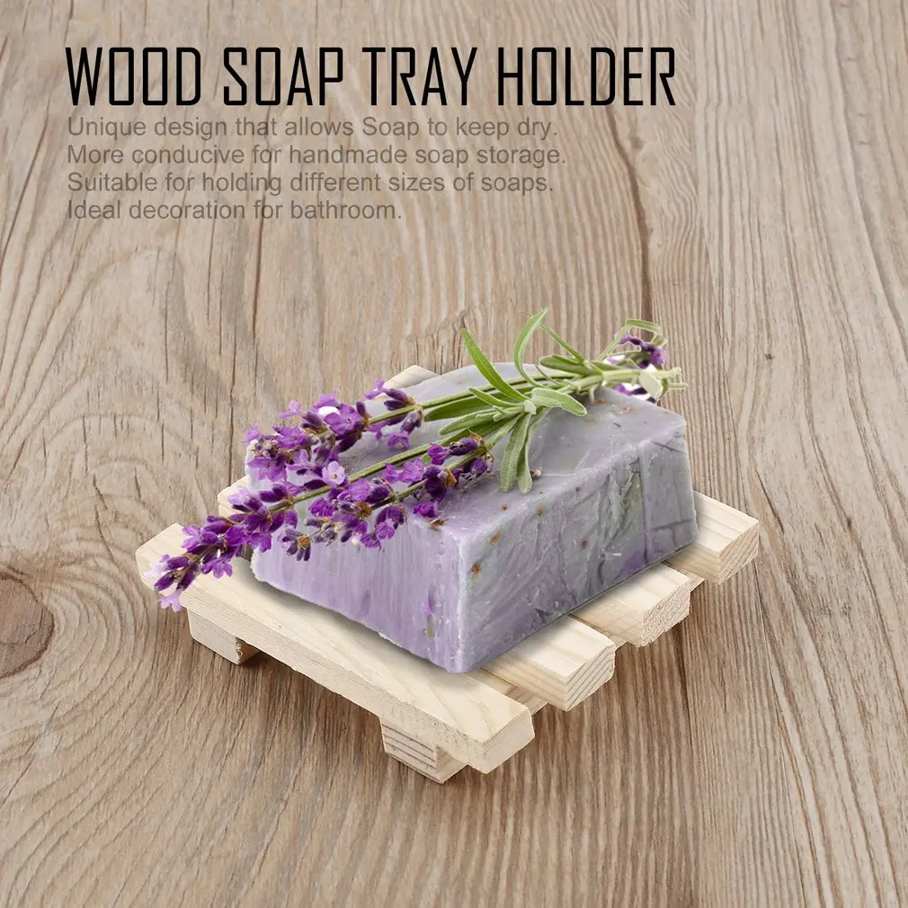 Natural Wood Wooden Soap Dish Storage Tray Holder 8*7cm Bath Shower Plate Support Tray Shower Plate Wash Soap Bath