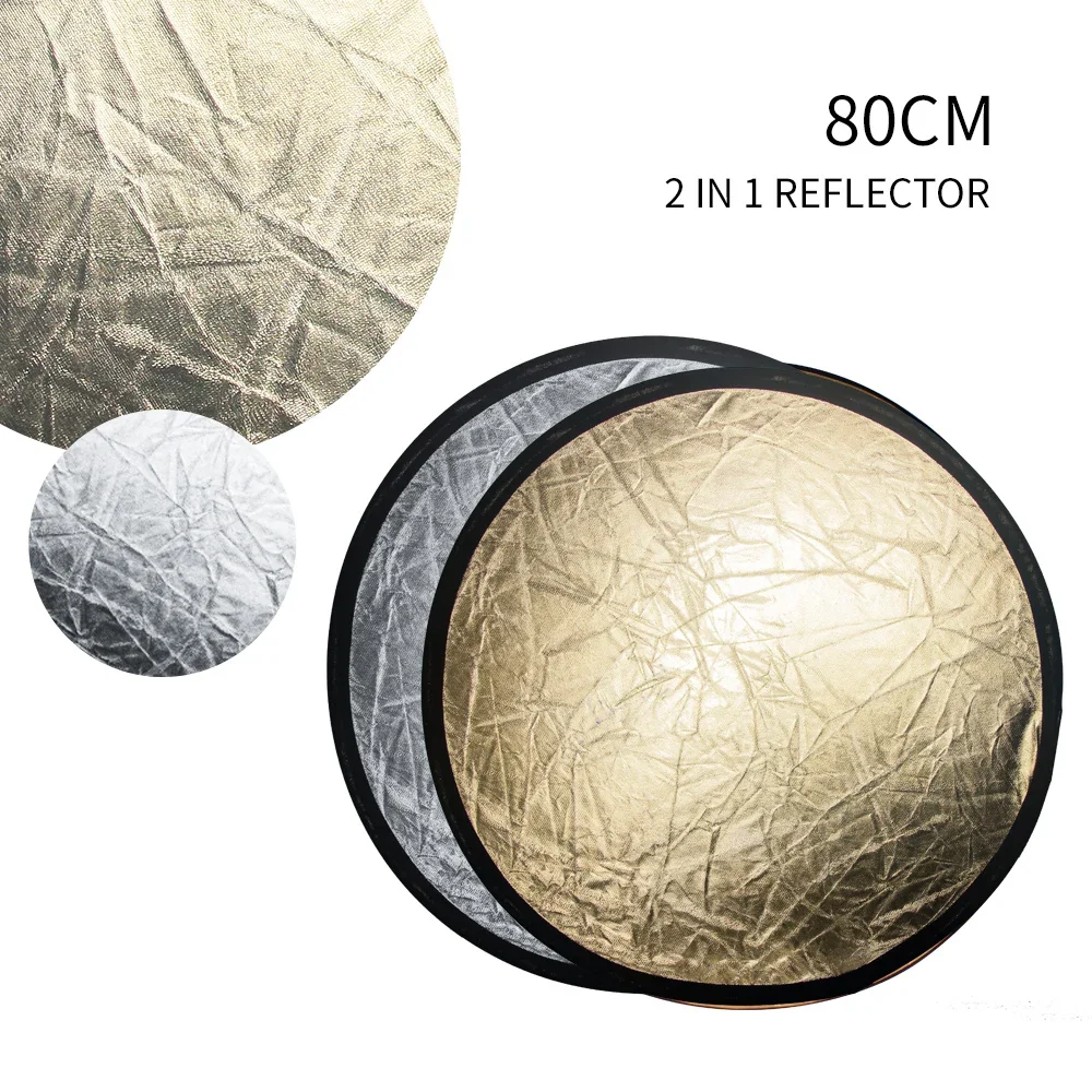 バッグ付きsh-lightラウンドリフレクター、2-in-1、5-in-1、マルチディスク、ポータブル、折りたたみ式、シルバーとゴールド、写真スタジオ