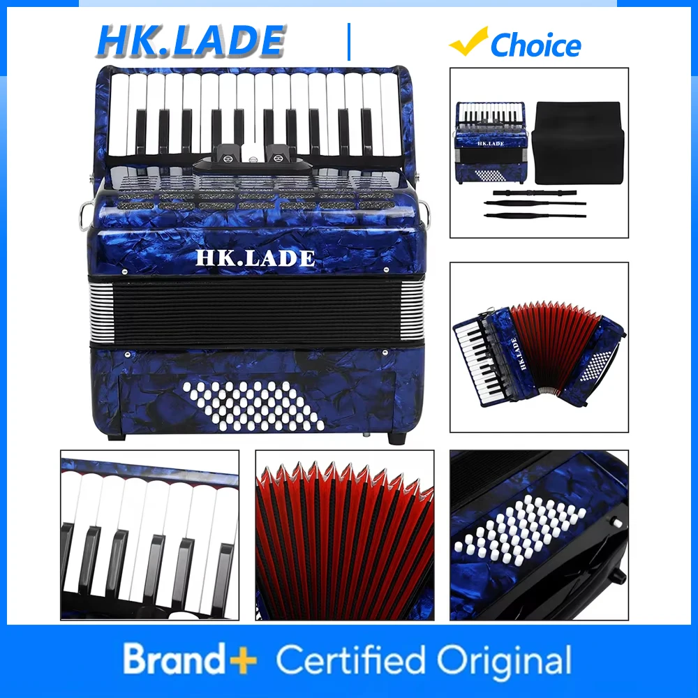 

HK.LADE AH-140 26 Keys Accordion 48 Bass Multiple-voice Accordion with Bag Strap Keyboard Instrument for Grading Performance