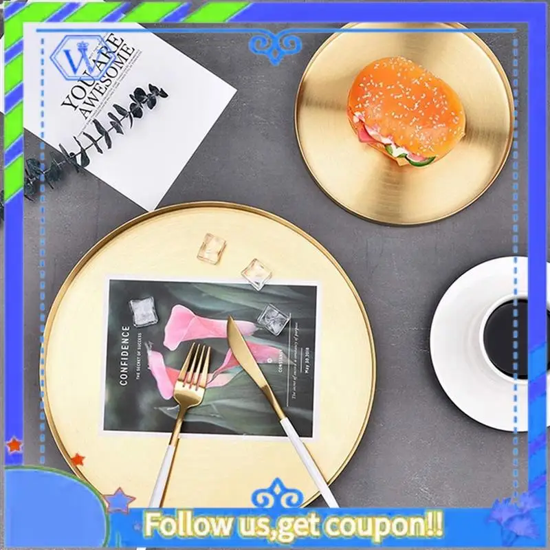 

A55P-2X Round Gold Tray,Metal Decorative Tray Makeup Tray Organizer For Vanity,Bathroom,Dress,Matte Brass Finish, 11.8 Inch
