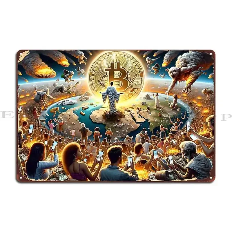 Affiche en Plaque métallique The Bitcoin Rapture Vii Ai Depot, conception amusante, impression de cinéma, affiche en étain