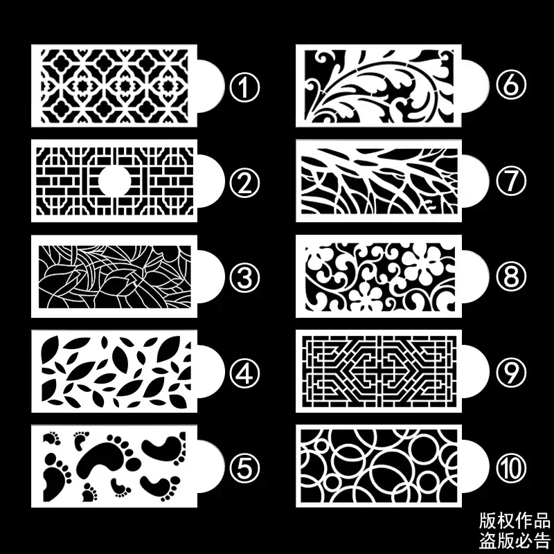 10PCS Fondant Cake Mesh Stamps Stencils Embossing Decorating Tool Plastic Spray Mold Wedding Cookies Chocolate Drawing Painting