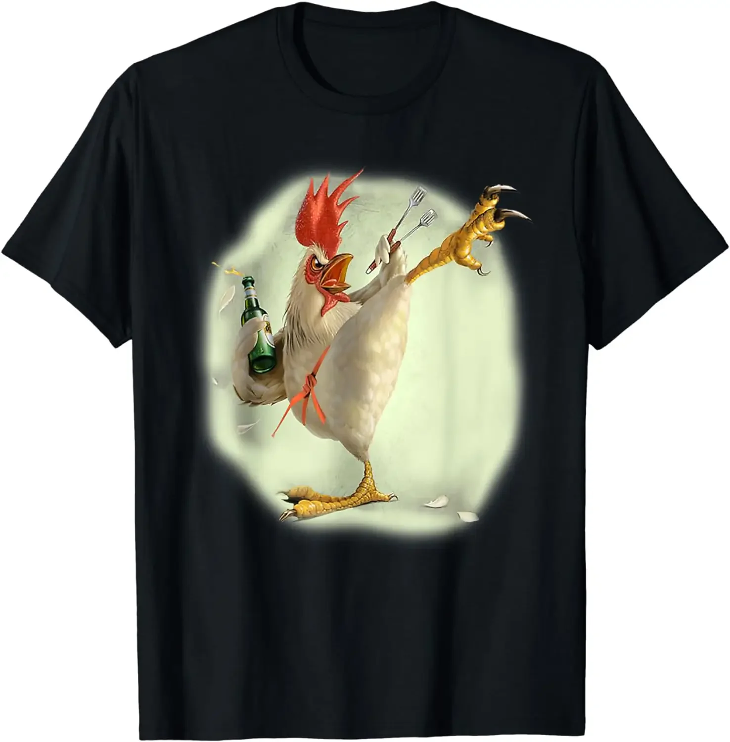 

Chicken Beer Karate Kick Cool Chicken T-Shirt Funny