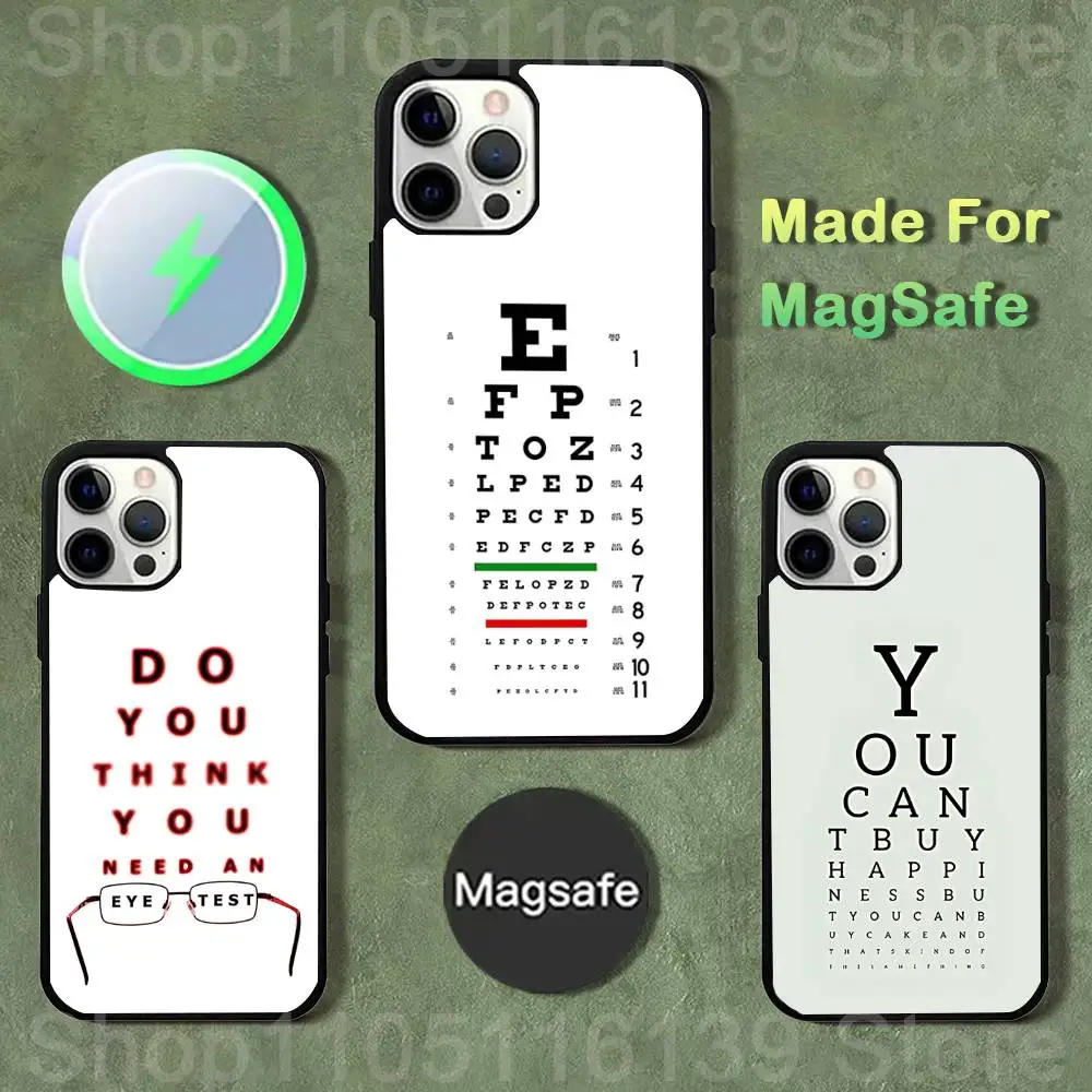 

Medical Eye Vision Chart Phone Case For iPhone 17,16,15,14,13,12,11,Pro,Max,Plus,Mini,SE4,E Magnetic Magsafe Wireless Charging