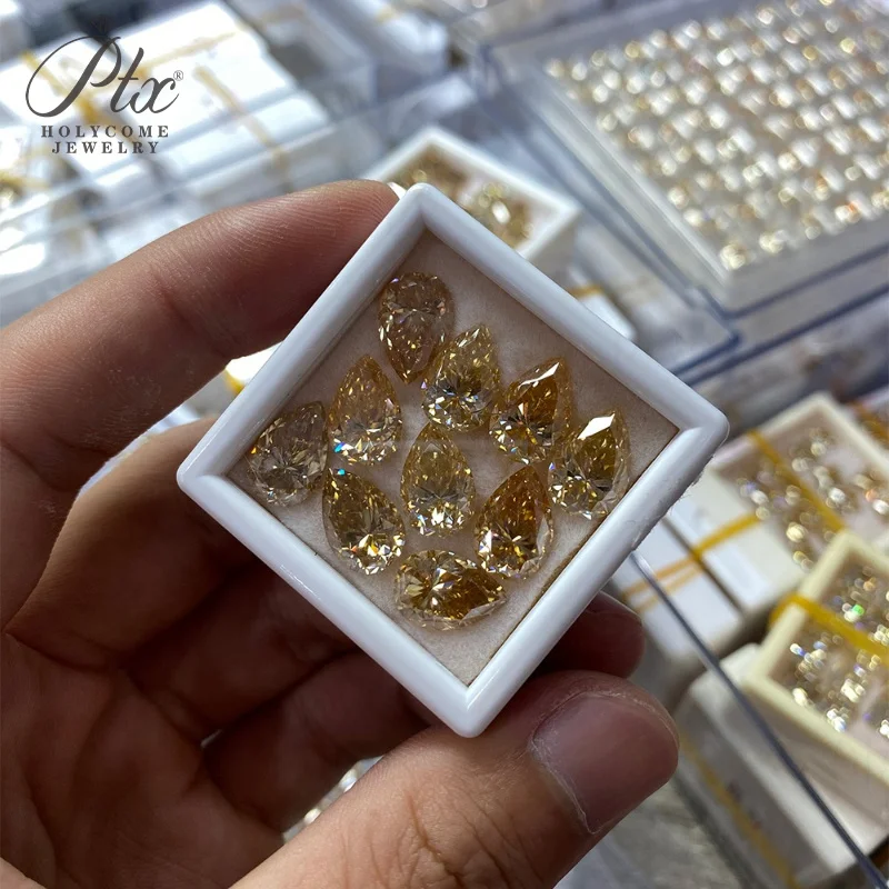 Großhandel Moissanit Lose Steine Birnenförmiger Schliff D/Schwarz/Aqua Blau/Champagner/Grün/Leuchtend Blau Farbe VVS1 Reinheit Perlen für Schmuck DIY – Detail 31