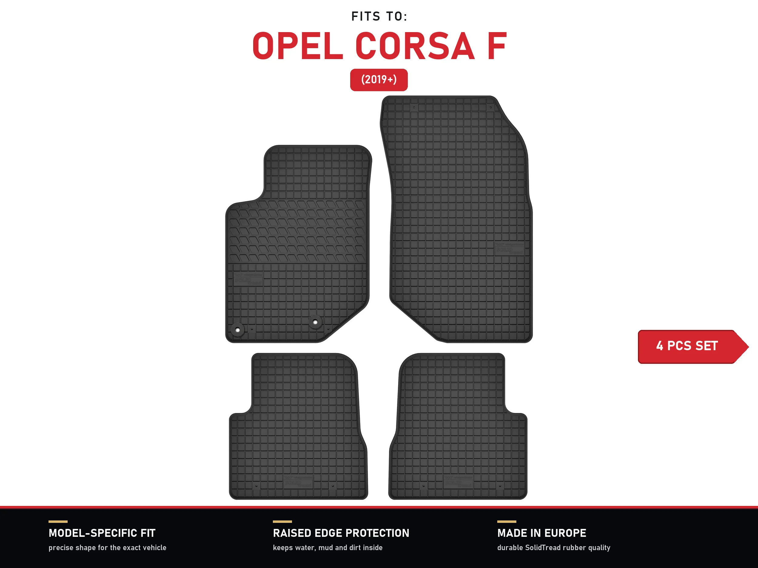 Rubberen matten voor: Opel Corsa F 2019- 4 stuks