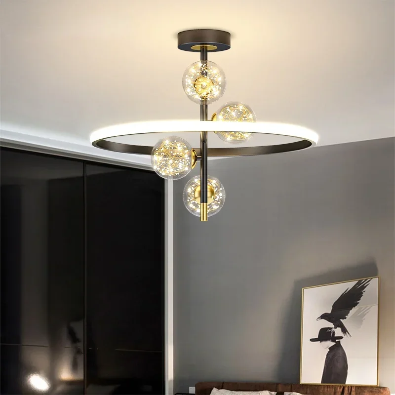 Lustre Modern Led Chandelier Black&Gold Color Ceiling mount Chandelier Lighting for Bedroom Living room Kitchen Dining room Lamp