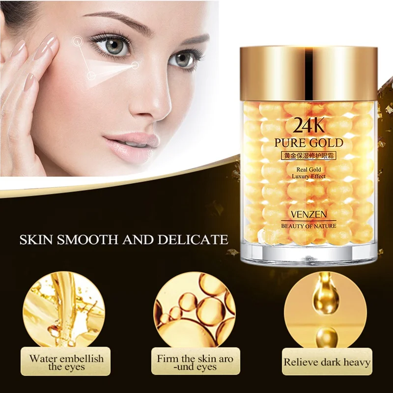 24K Gold Eye Cream Moisturizing Hyaluronic Acid Serum Anti Puffiness Anti Wrinkles Remove Dark Circle Anti-Aging Women Eyes Care