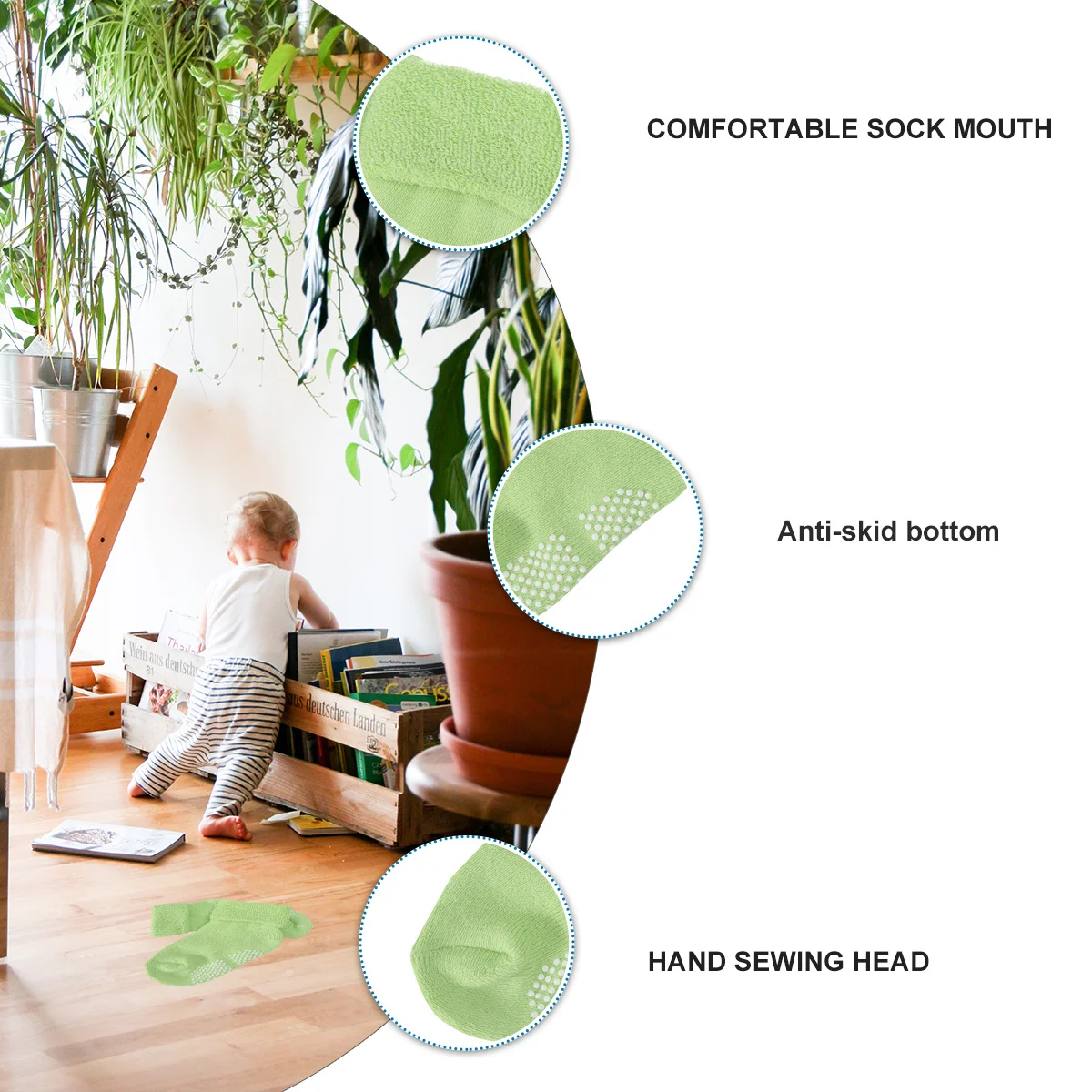 

Non-Slip Stretchy Baby Socks for Toddlers 1-3 Years Soft Cotton Blend Loose Fit Infant Socks for Daily Wear Milk