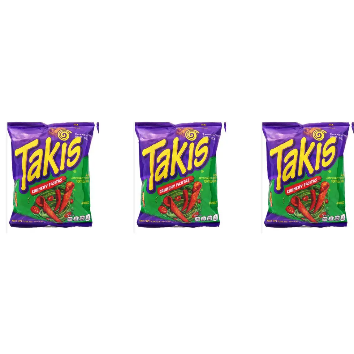 Takis Crunchy Fajitas Net Wt 3.25 OZ (92.3g) x3