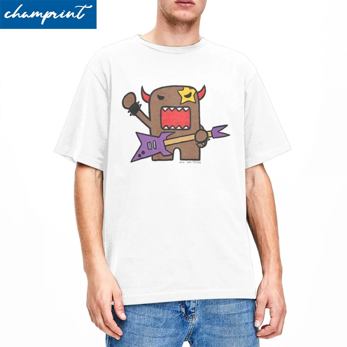 

Humor Domo Kun Rocker T-Shirts Men Women Crewneck Pure Cotton T Shirts Short Sleeve Tees Printed Clothes
