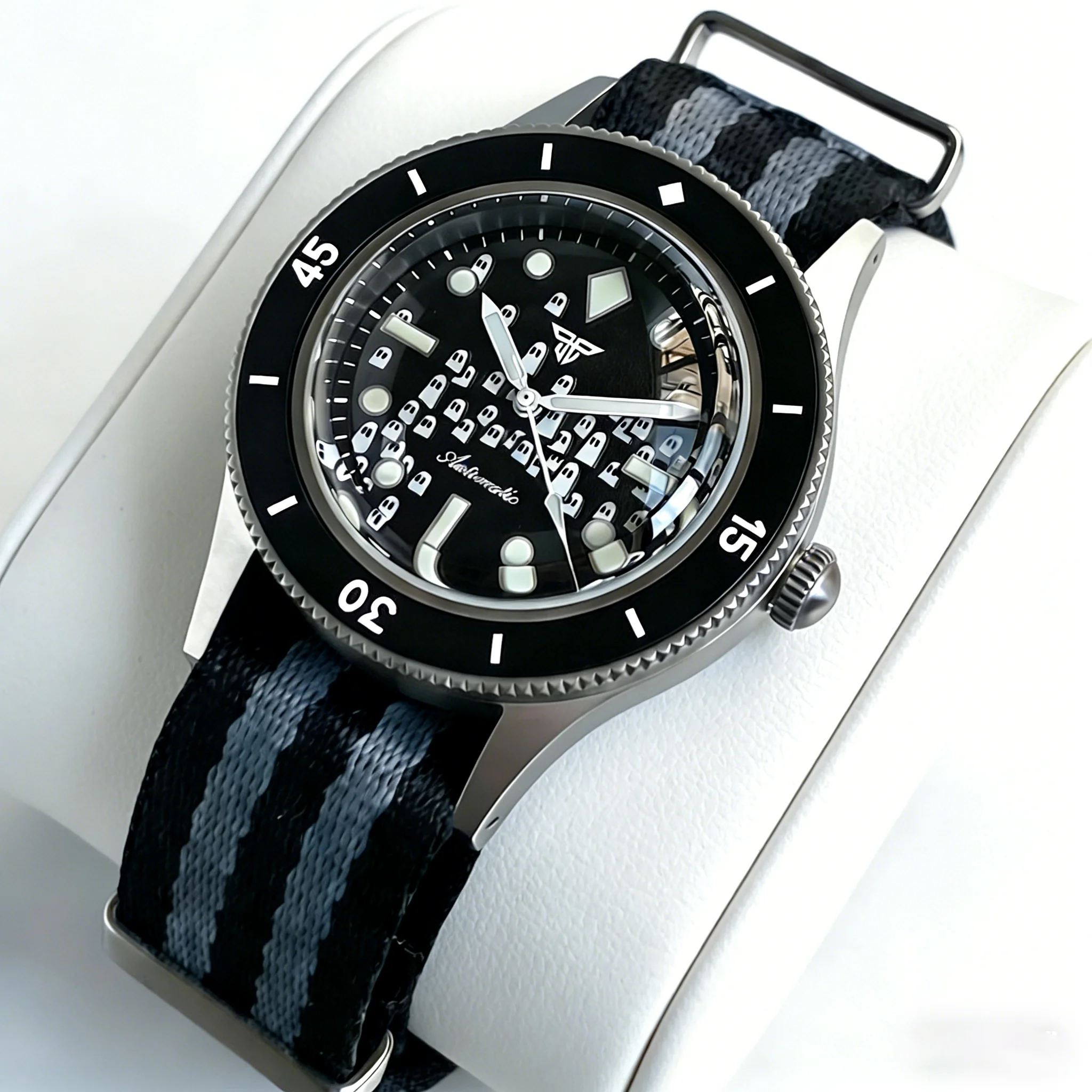 Tandorio 40mm Sapphrie Glass Retro Diver Men's Watch For Miyota 8215 PT5000 Movement 200m Waterproof Lume Ghost Dial