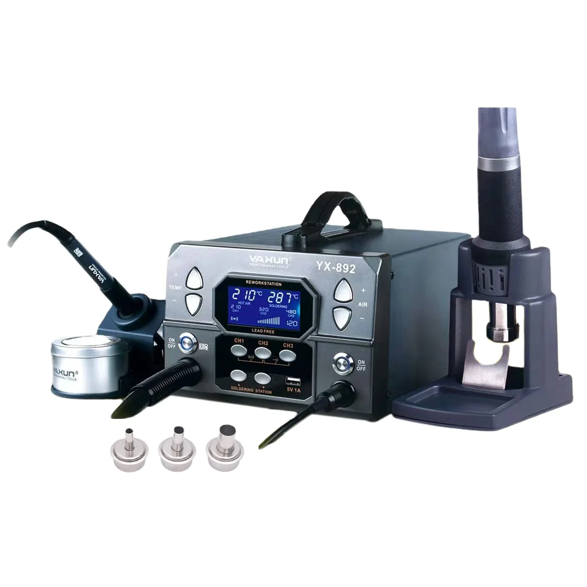 1000W High Power Rework Station YAXUN YX892 Professional Intelligent Lead-free 2 in 1 Hot air Gun Soldering Station