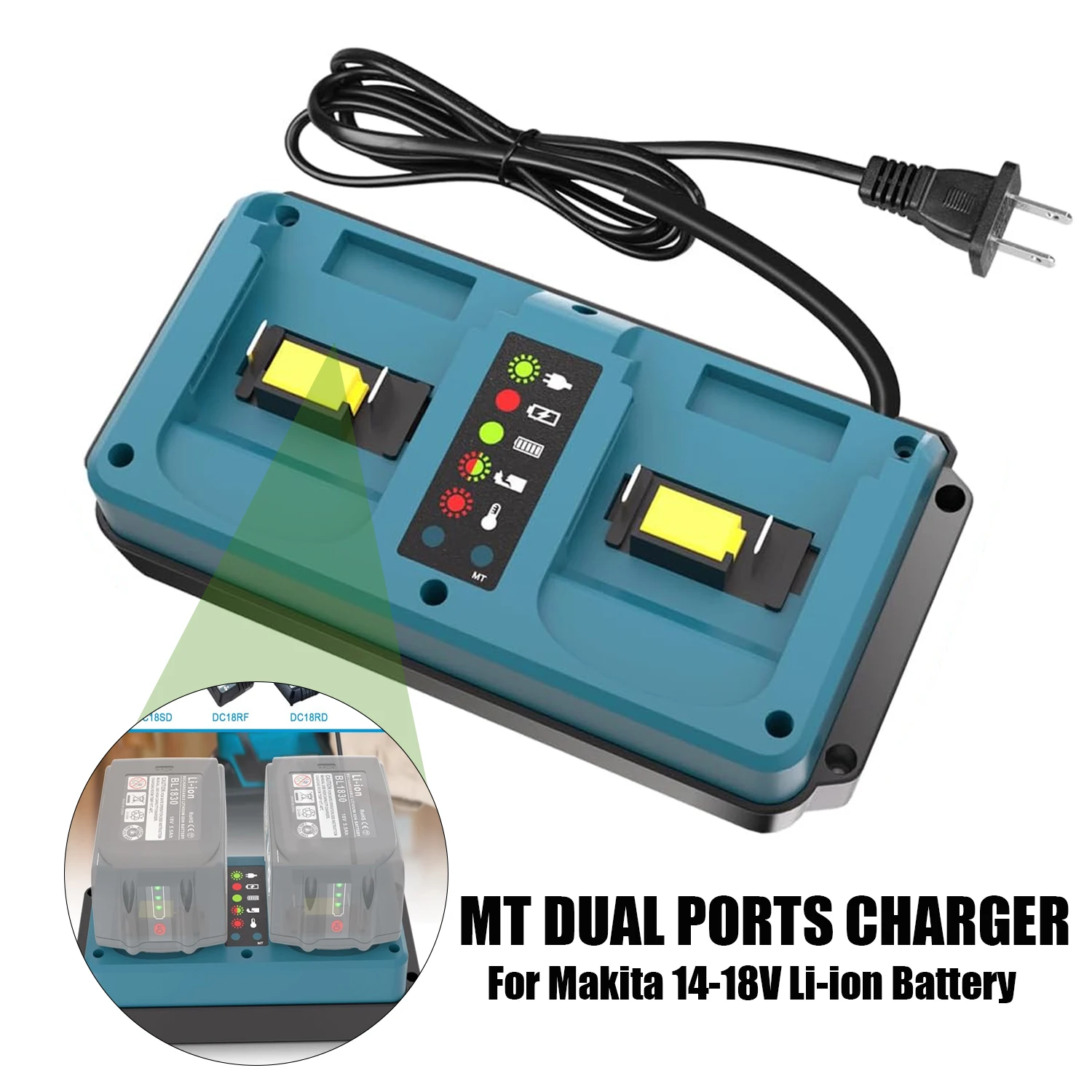 

NEW Portable Dual Ports Charger For Makita 14.4-18V Lithium Battery Rechargeable BL1815 BL1820 BL1830 BL1850 Fast Charger