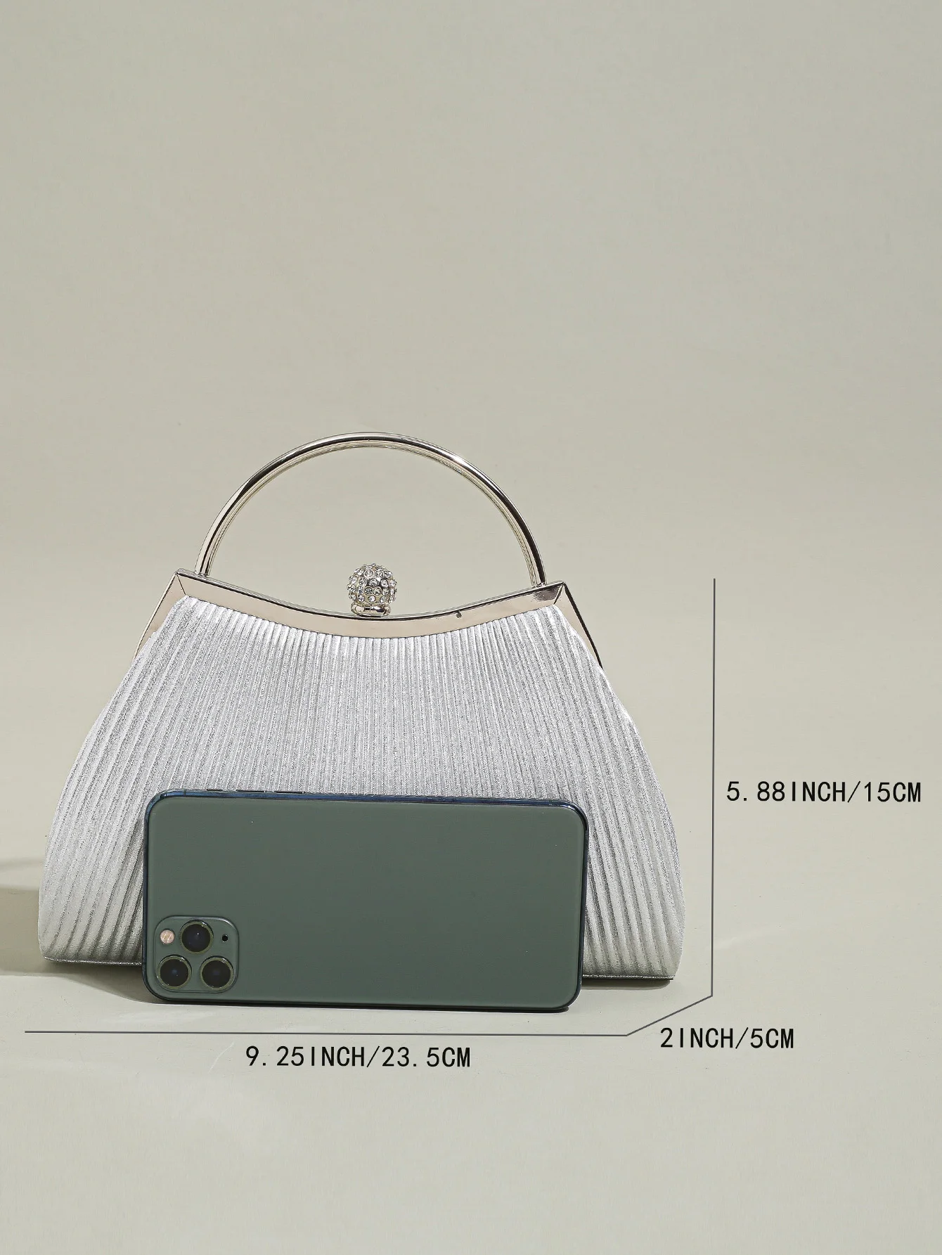 1 pc geraffte Abend tasche für Frauen, Top Ring Clutch Geldbörse, Strass Dekor Handtaschen für Hochzeit Abschluss ball Abendessen – Detail 16