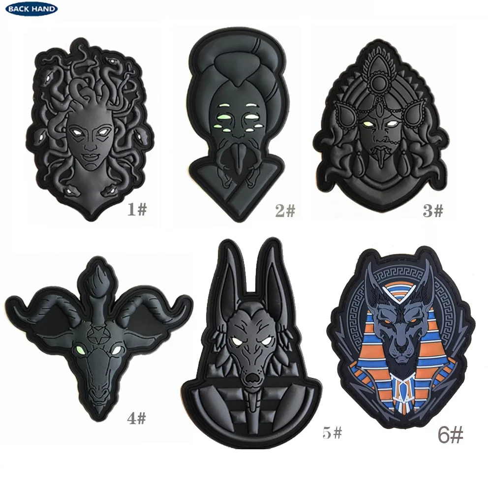 Luminous PVC Patch Baphomet Sheep Head Ancient Egyptian Greek Mythology Anubis Gorgon Medusa India Goddess Kali Badge