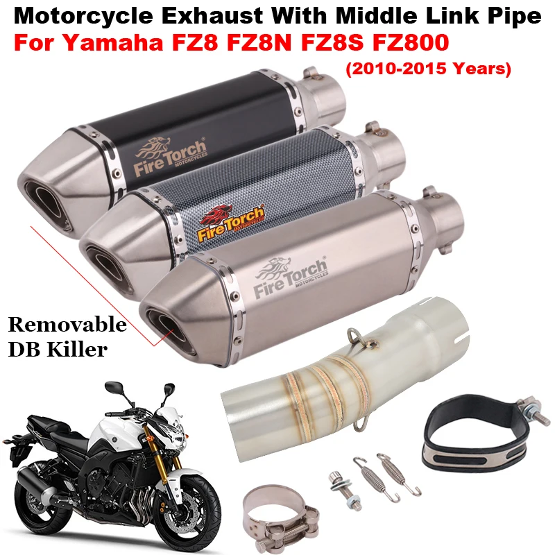 

Motorcycle Exhaust Escape Middle Link Pipe With Moto Muffler DB Killer Slip On For Yamaha FZ8 Fazer FZ8N FZ8S FZ800 2010 - 2015