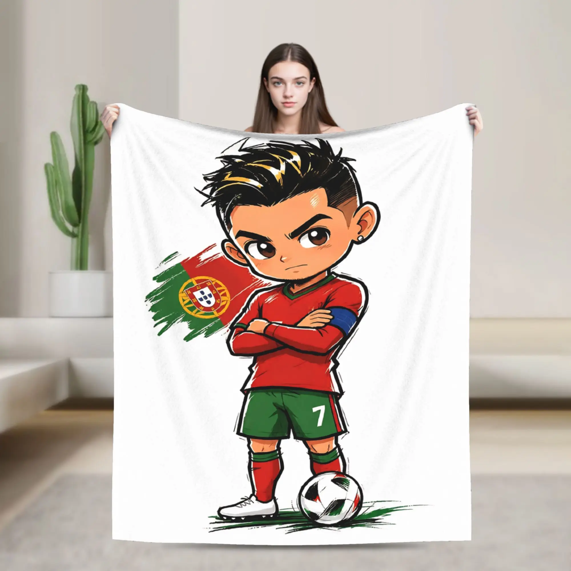 The Legend Portugal Soccer Football Flannel Blanket  Creative Throw Blankets for Home Hotel Sofa  150*125cm Plush Thin Quilt