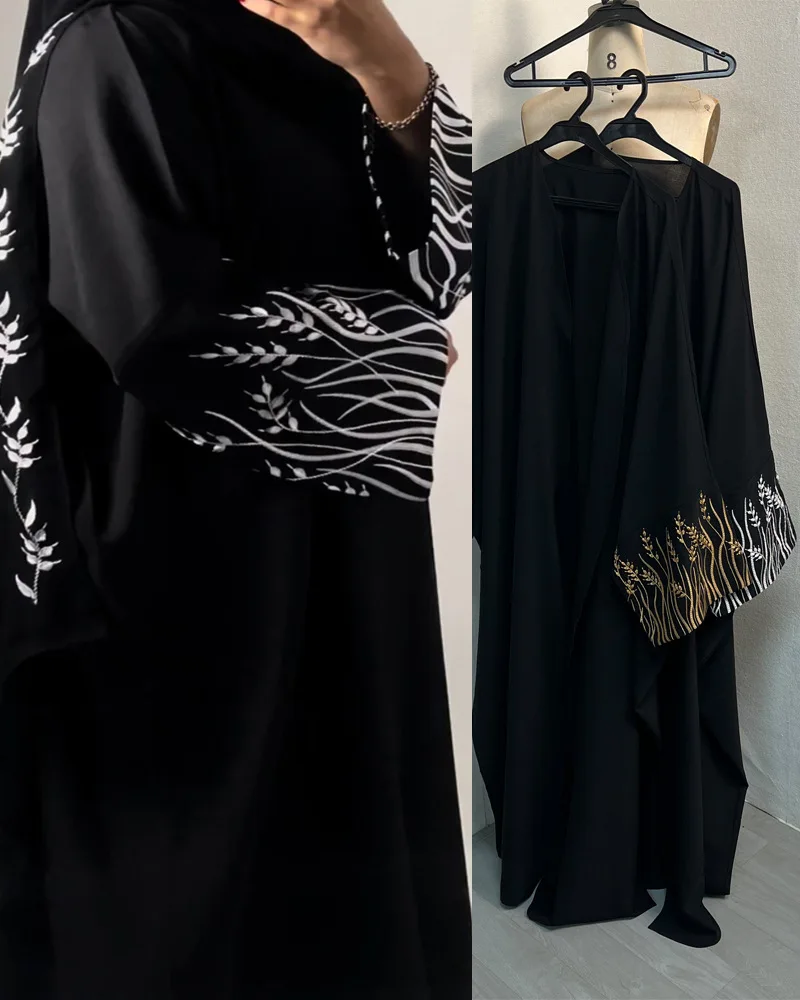 Femmes musulmanes Robe élégante noir broderie Abaya longue Robe dubaï luxe Eid Ramdan Robe de prière Kebaya caftan robes marocaines