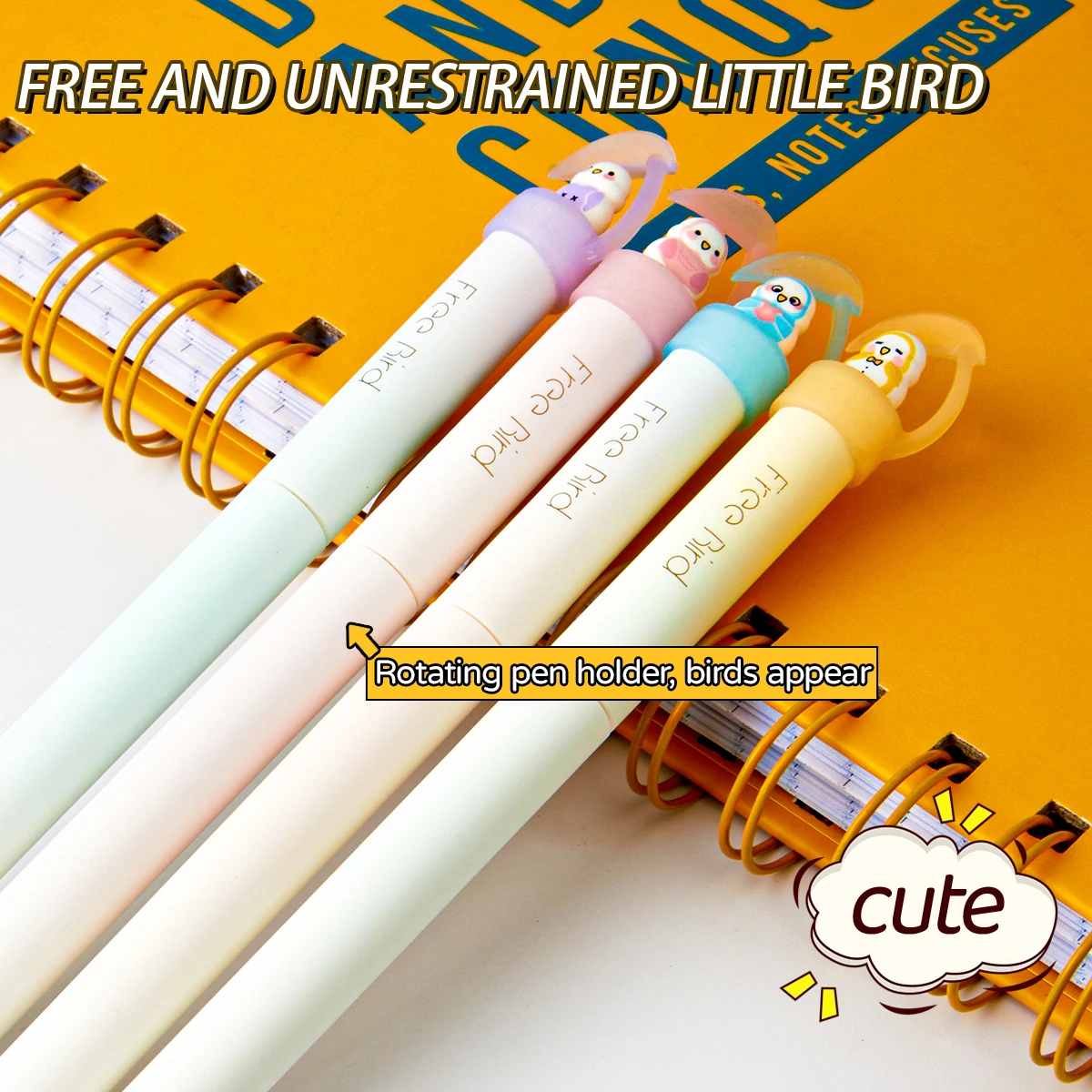 4/8PCS Cute Rotating Bird Gel Pens, 0.5mm Black Ink, Smooth & Quick-Dry, Fun Stress Relief Pens for School & Office Gifts