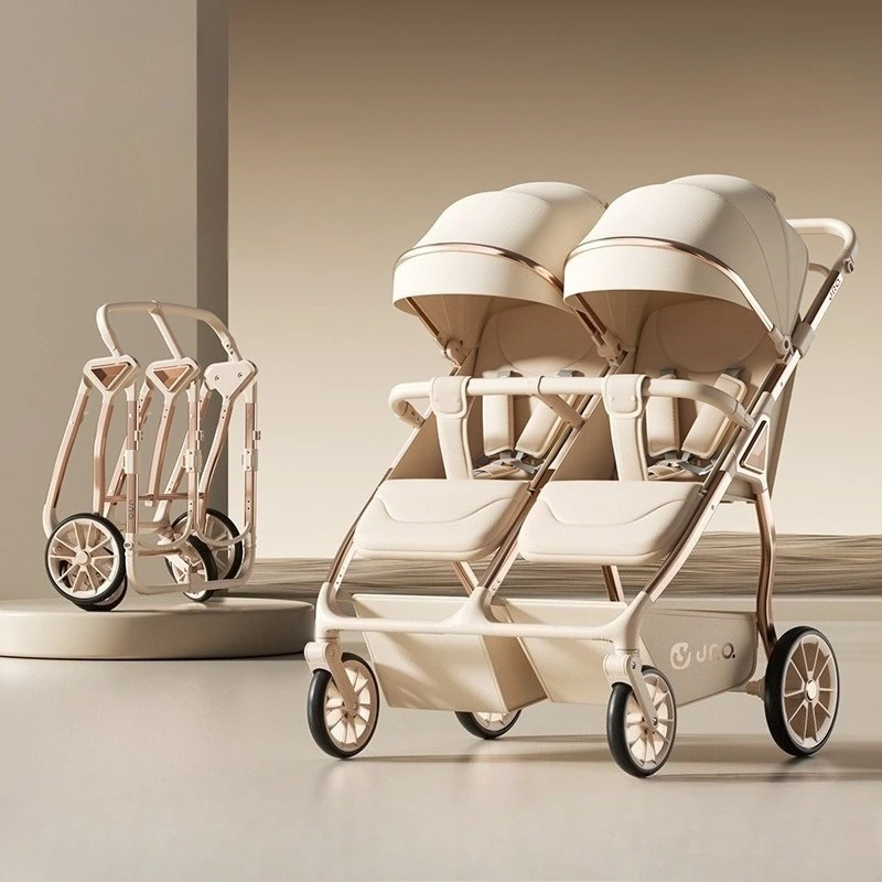 

Double Stroller Lightweight Side by Side Stroller for Twin Newborn Toddler with Canopy One Hand Easy Fold Recline Can Sit Or Lie