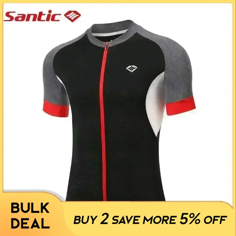 Santic Men's Cycling Jersey Summer Short Sleeve Bike Shirts Quick-Dry Breathable Road Bike MTB Bicycle Clothing Tops EU/US Size