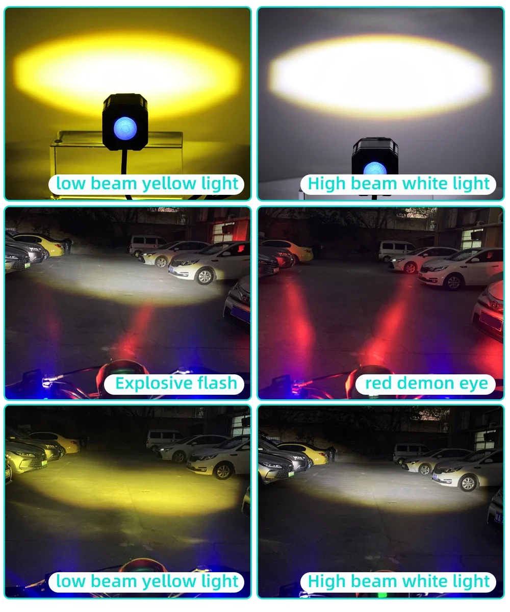 20W Super jasny czterolodelowy reflektor motocyklowy LED z mini soczewką projektora samochód ATV światło przeciwmgielne pomocniczy reflektor