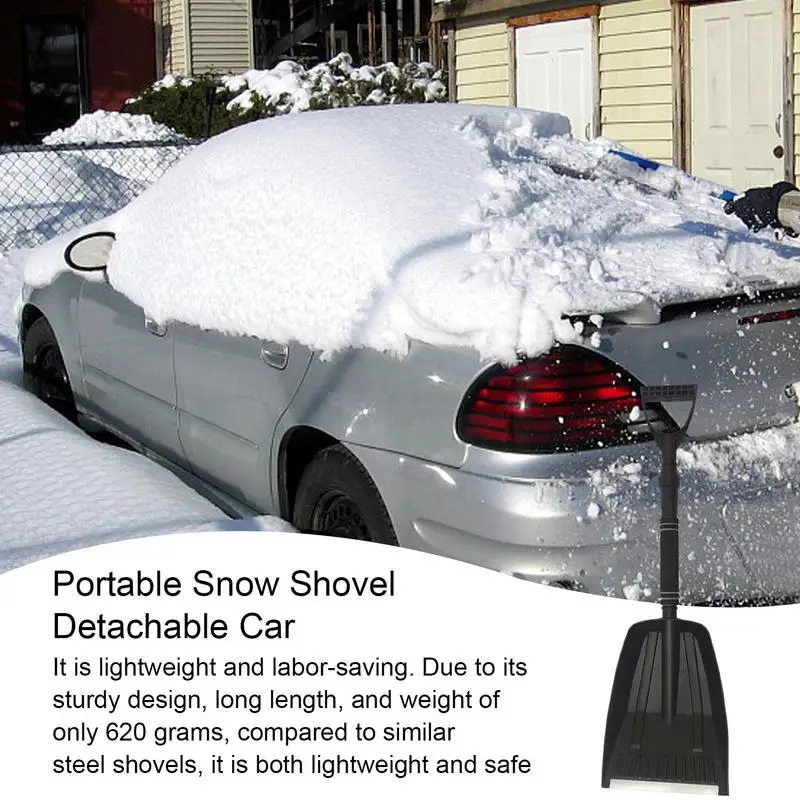 Snow Shovel For Driveway Height Adjustable Aluminum Alloy Shovel Telescopic Light Weight Shovel For Vehicles Outdoor Cleaning