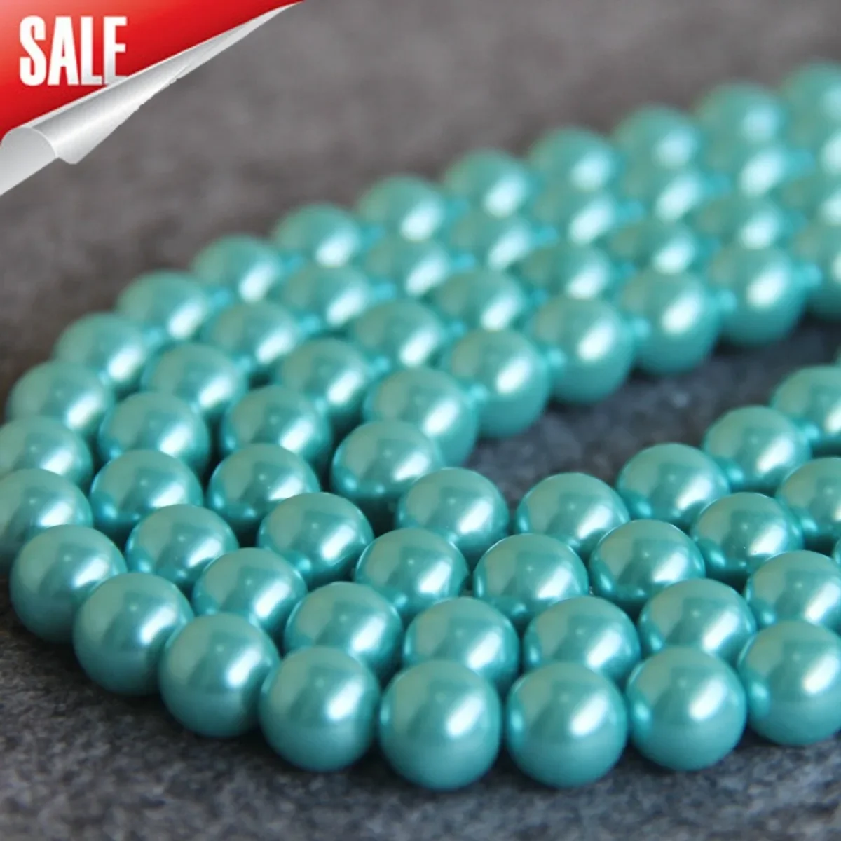 10mm Round SkyBlue Shell Pearl Loose Beads SeaShell DIY Women Girls Accessory Jewelry Making Design for Necklace Bracelet 16inch