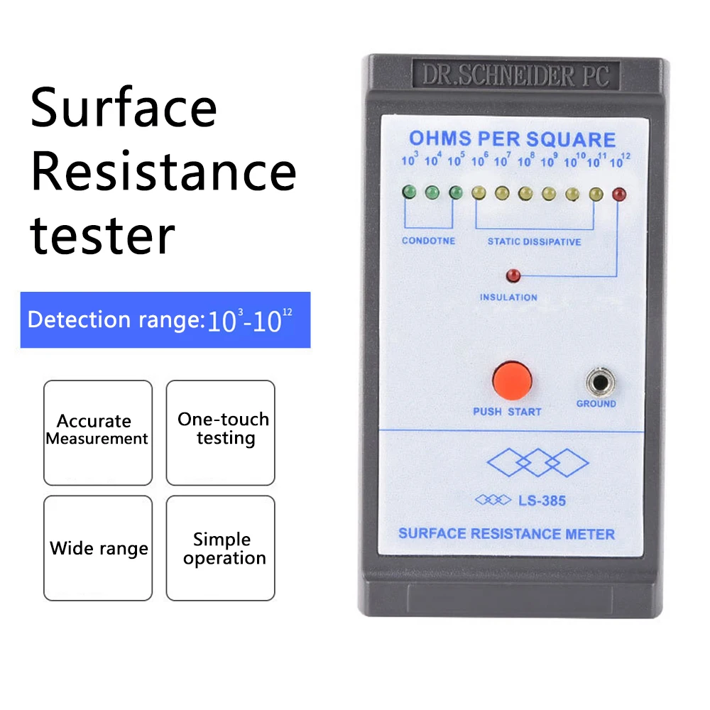 

LS-385 Surface Resistance Meter 10^3-10^12 Ohm Static Tester ESD Electrostatic Impedance Tester Anti-static Insulation Ommeter