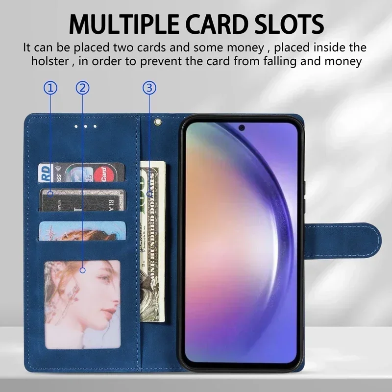 Magnetyczne skórzane etui z klapką dla Samsung Galaxy A05s A06 A13 A14 A15 A16 A32 A34 A35 A52 A53 A54 A55 Note20 Ultra 10 Lite 9