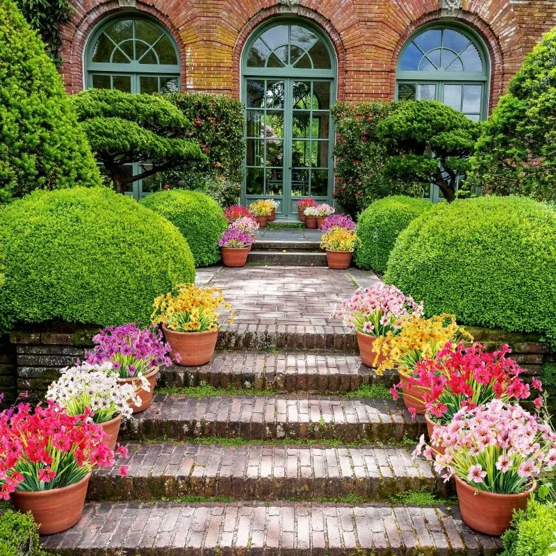 2-16 قطعة الزهور الاصطناعية البنفسجي الجدار الشنق ورد صناعي باقة في الهواء الطلق ديكور حديقة المنزل DIY بها بنفسك حفل زفاف ديكور المنزل #5