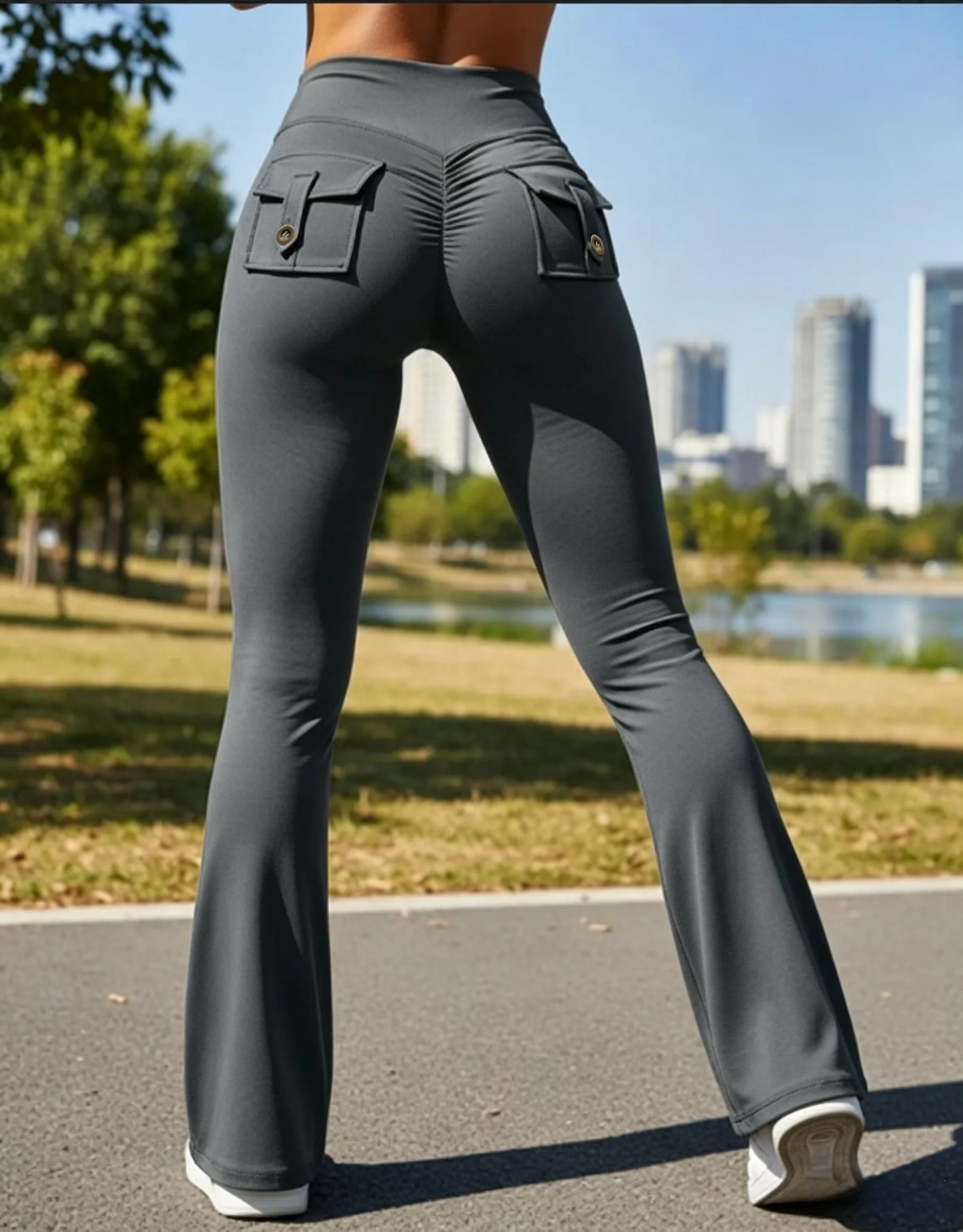 Newest Women Wide Leg High Stretch Yoga Leggings Naked Feeling Compression Fitness Workwear with Pockets Quick Drying Yoga Pant