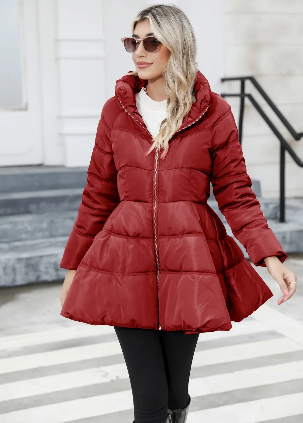 New Winter Jacket Women\'s Warm Fashion Bow Belt Zipper Down Coat Long Dress Womne\'s Thick Coat