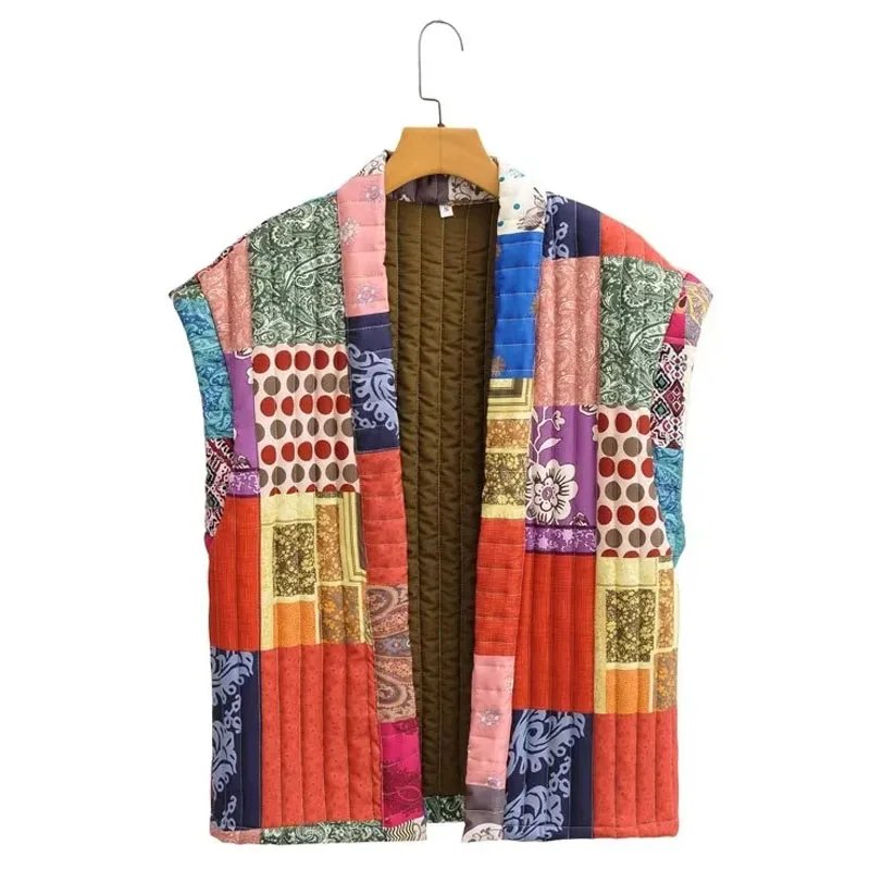 Cardigan con stampa TRAF gilet Demi-Season per donna moda 2023 Top a maniche lunghe nuovo In capispalla gilet Patchwork isolato da donna