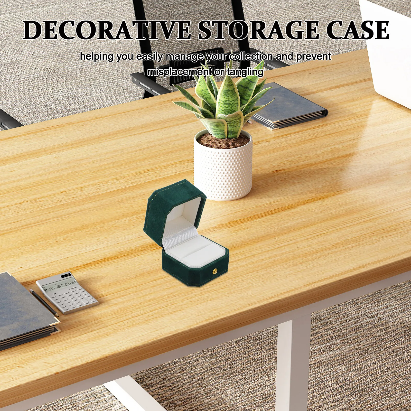 

Octagonal Ring Box - Elegant Jewelry Holder for Wedding Bands and Engagement Rings - Compact Travel Case for Ceremony Or Daily