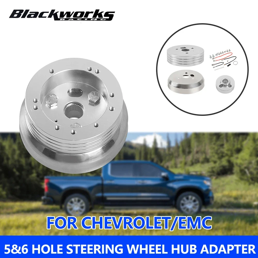 5 & 6 Hole Steering Wheel Hub Adapter Polished Short Hub Connector Kit Aluminum Car Accessories for Chevrolet GMC Pontiac