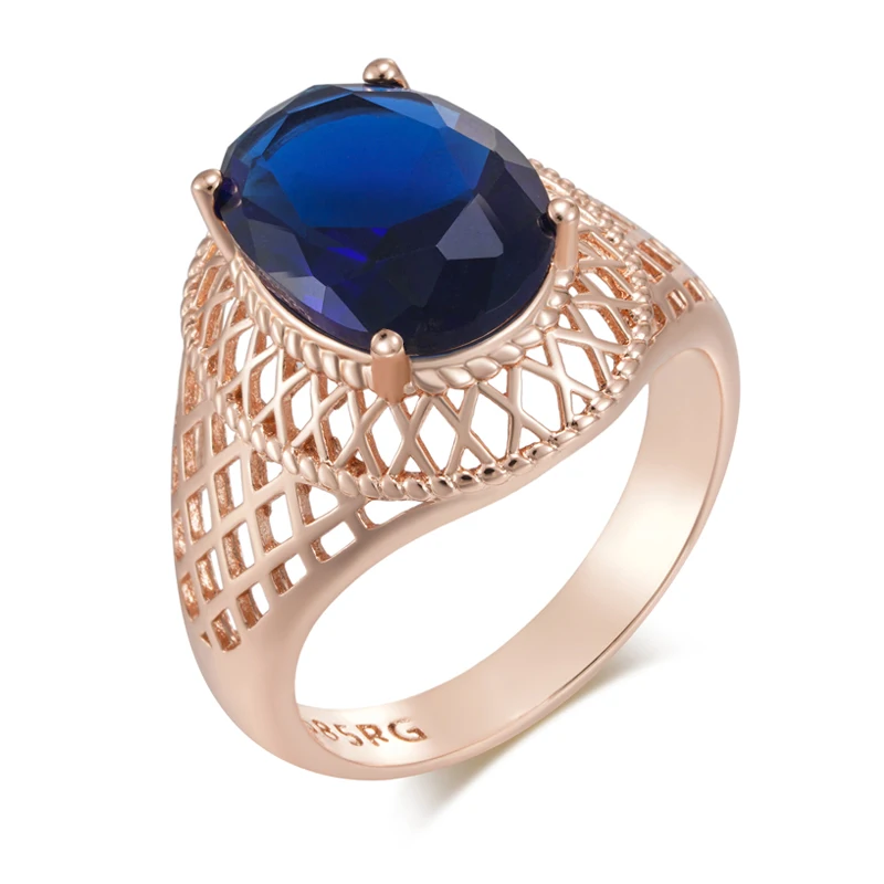 Kienl Hot Oval Blue Natural Zircon Daily Ring for Women Trend 585 Rose Gold Color High Quality Ethnic Bridal Jewelry
