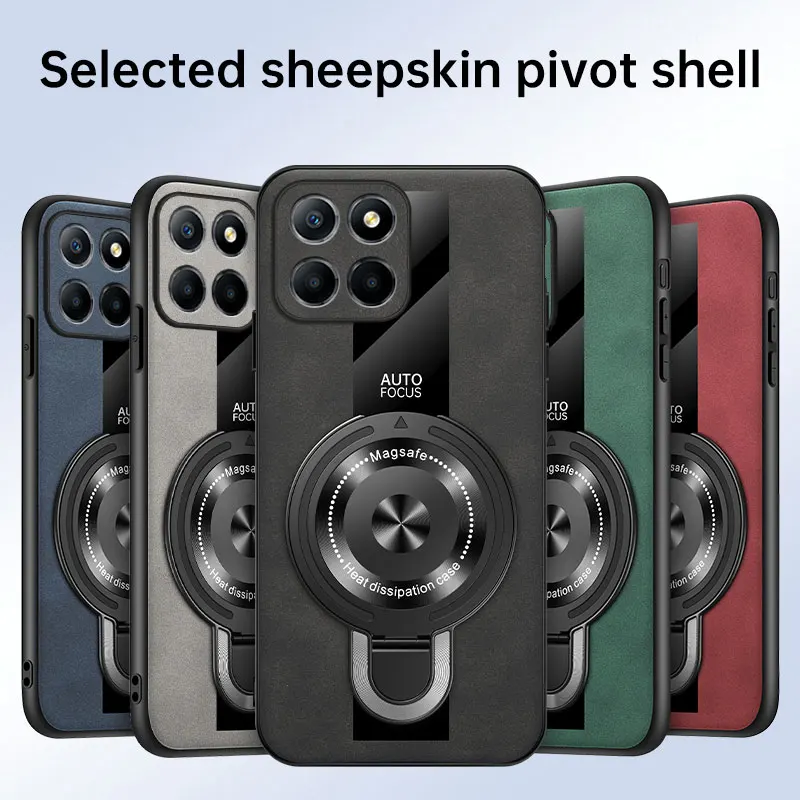 For Honor 400 スマートケース 新型 高級プレーンレザー マグネット式スタンド 耐衝撃カバー For Honor X7d 耐衝撃バンパー ファンダ