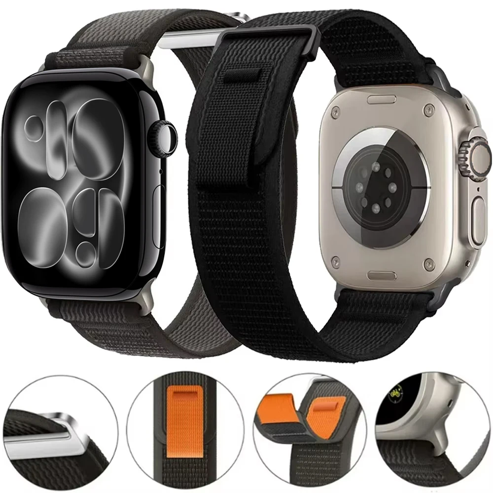 

Trail Nylon Strap for Apple Watch 11 10 46mm 42mm/Ultra 3 2 49mm Bracelet Loop iwatch Series 9 8 7 6 5 SE 3 45mm 41mm 44mm 40mm
