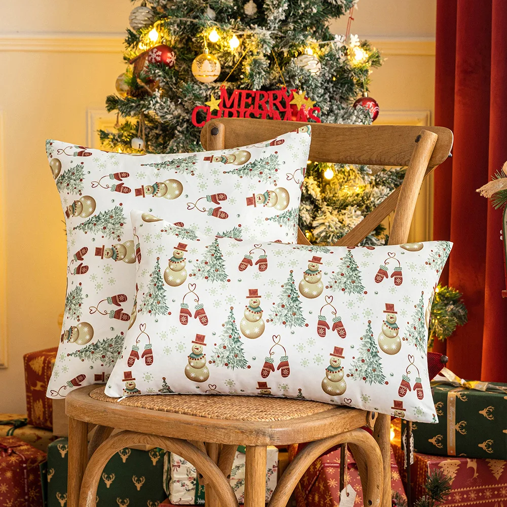 

30x50/45x45/50x50cm Christmas printed waterproof throw pillow cover party snowmen decoration sofa cushion cover pillowcase