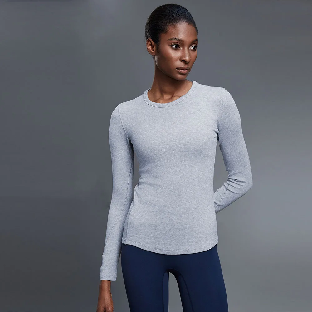 

Женская модальная рубашка Генри с длинными рукавами для фитнеса, йоги, похудения талии, приятная для кожи футболка Naked Feel ‌