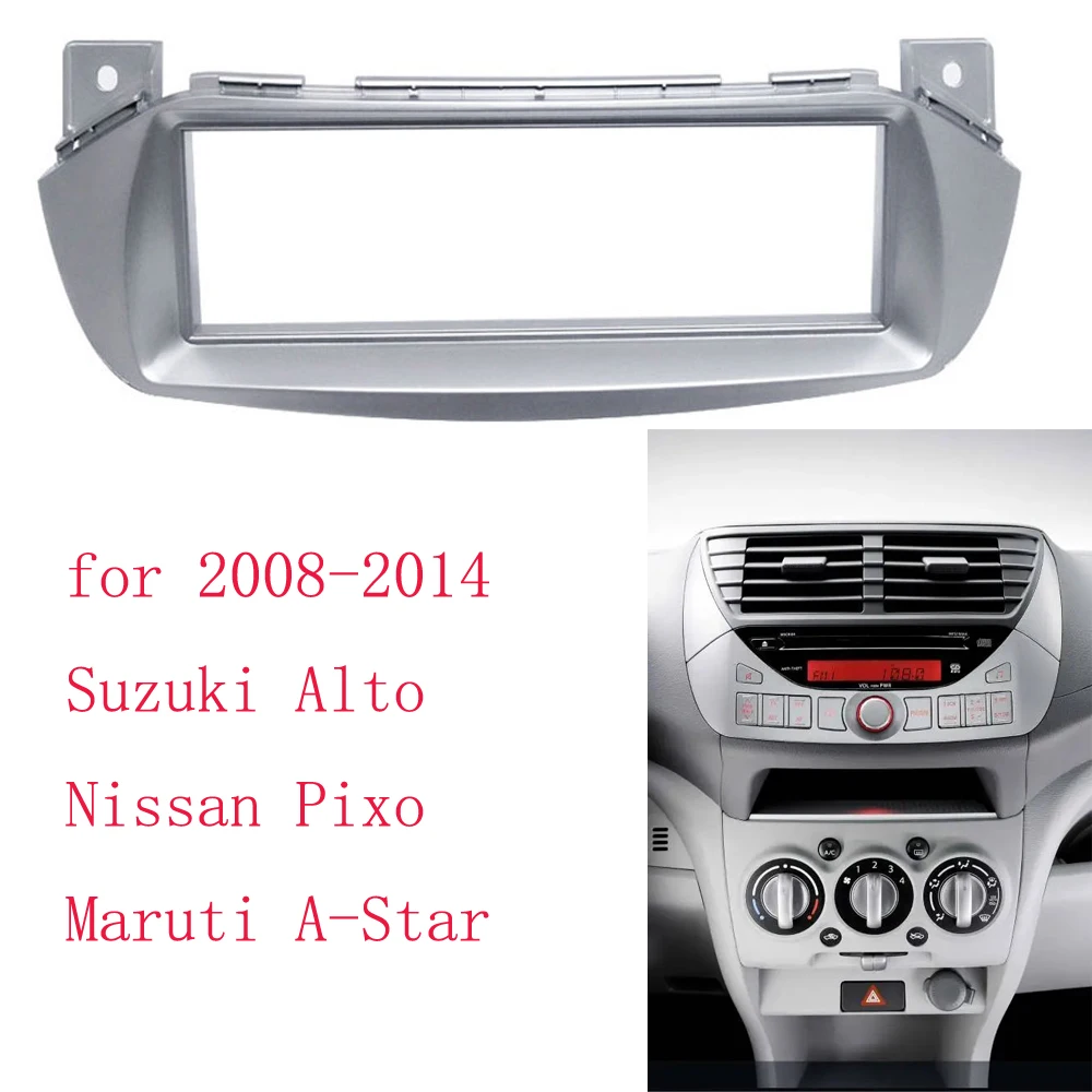 Fascia para SUZUKI Alto NISSAN Pixo 2008 + CD marco de Radio de coche 1 DIN Kit de tablero estéreo instalar placa frontal de Fascia Panel envolvente