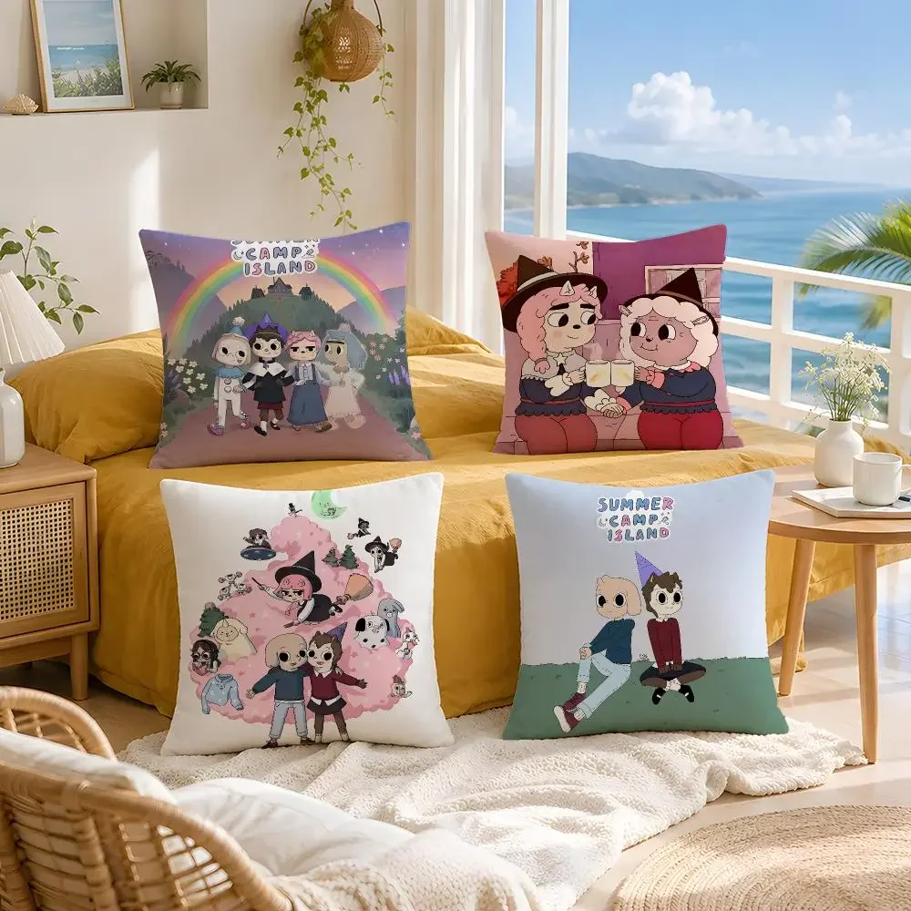 Summer Camp Island Cushion Cover Throw Pillow Short Plush Fresh Natural Cushion for Living Room Sofa Ornament Present Gift